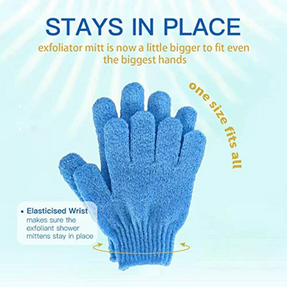 Spa Body Hand Scrub Towel 1 Pair Exfoliating Gloves Bath Shower Massager Blue