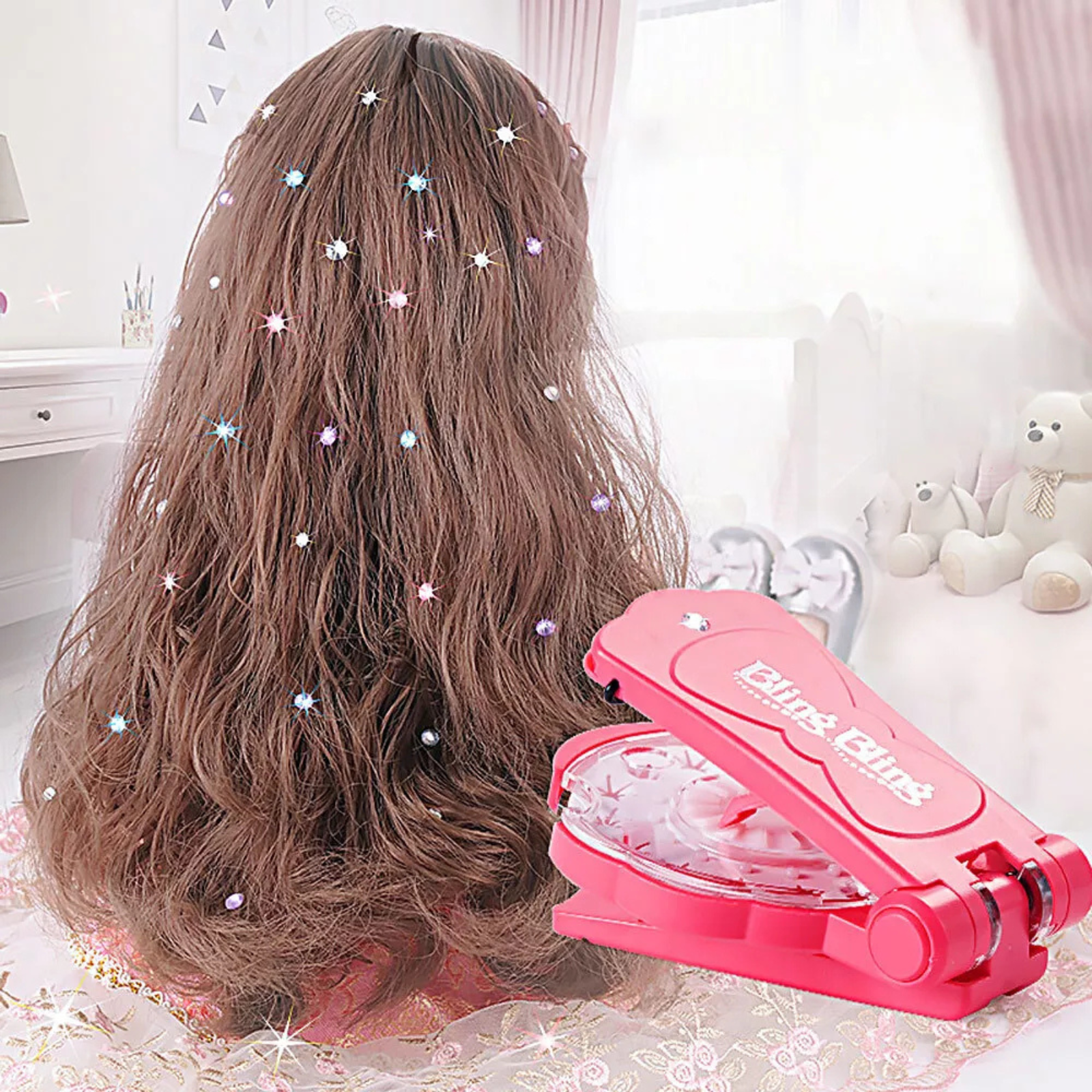 Hair Sparkle Stapler Shining Bling Diamond Set Gems for Decor