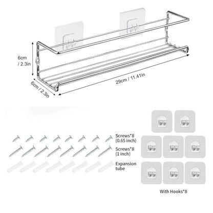Wall Mounted 4pcs Spice Rack Adhesive For Inside Cupboard Spice Organizer Silver