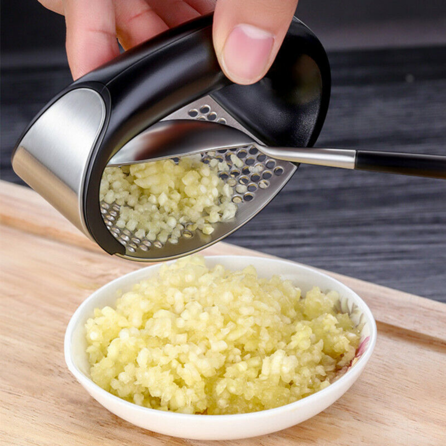 Garlic Press Crusher Rocker Stainless Steel Rocking Mincer Squeezer Kitchen Tool