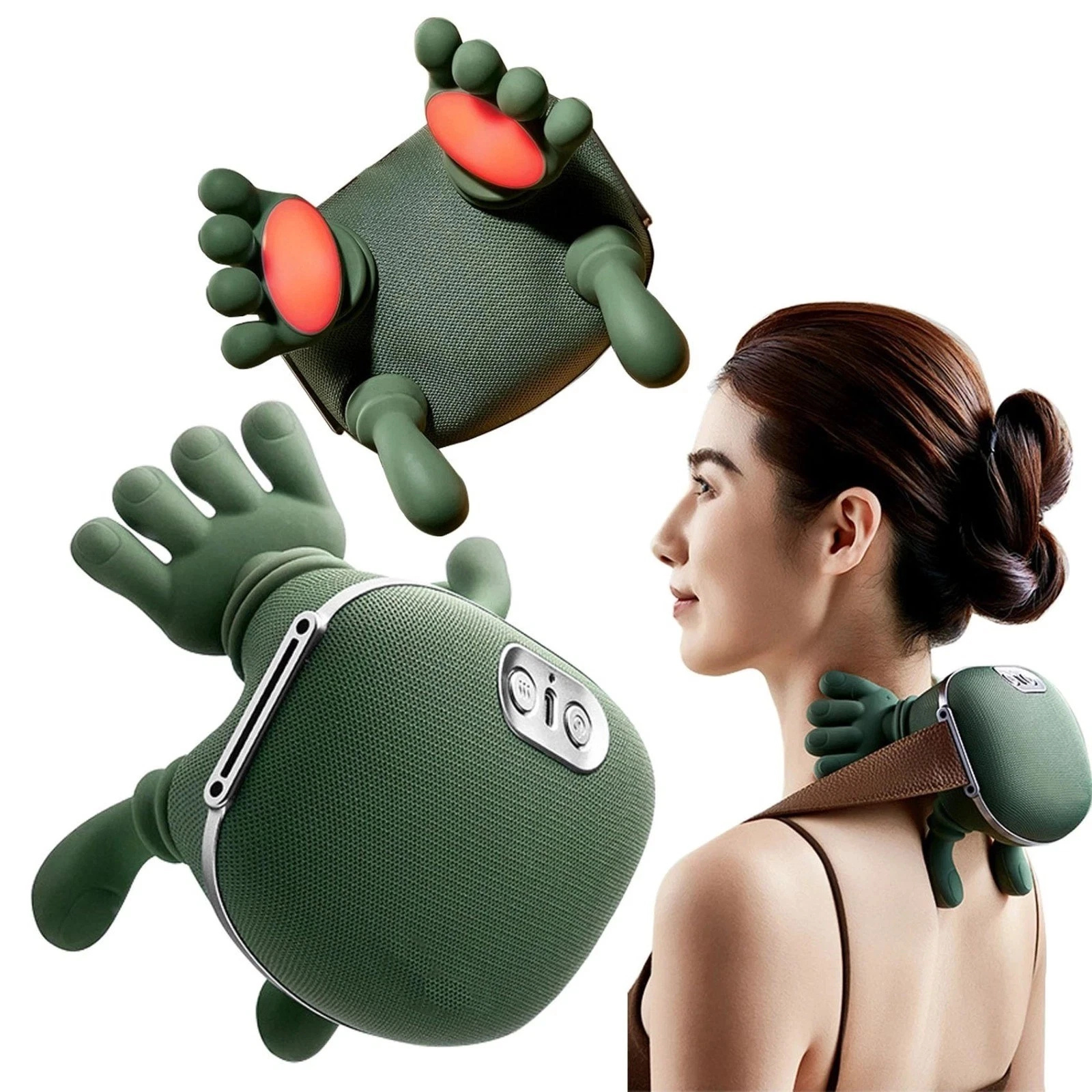 Electric Heated Neck Shoulder Massager Cloth Fabric Deep Relaxation Therapy