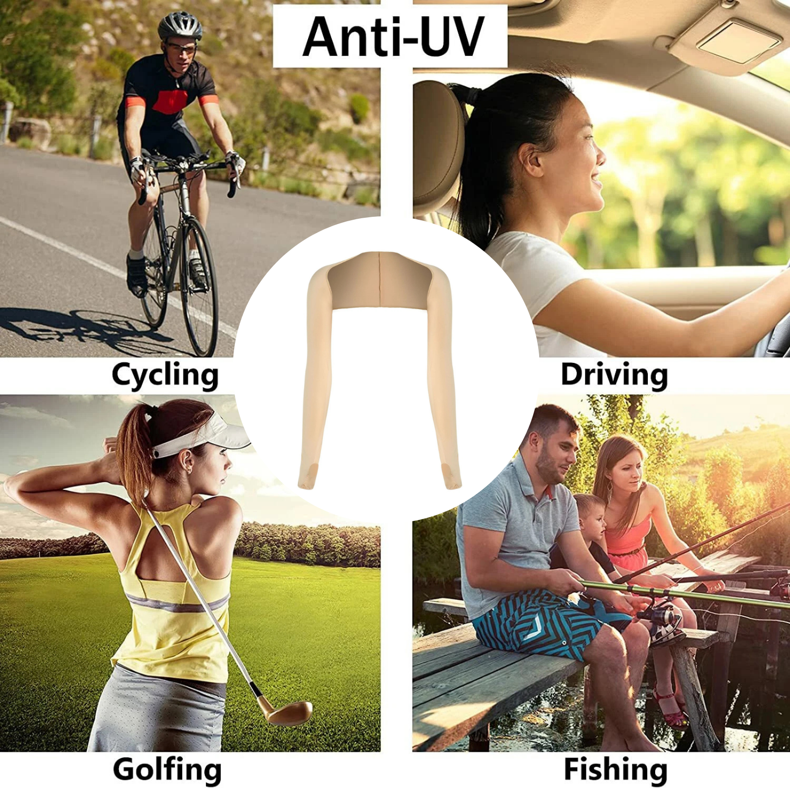 UV Sun Protection Cooling Arm Sleeves for Outdoor Skin Tone