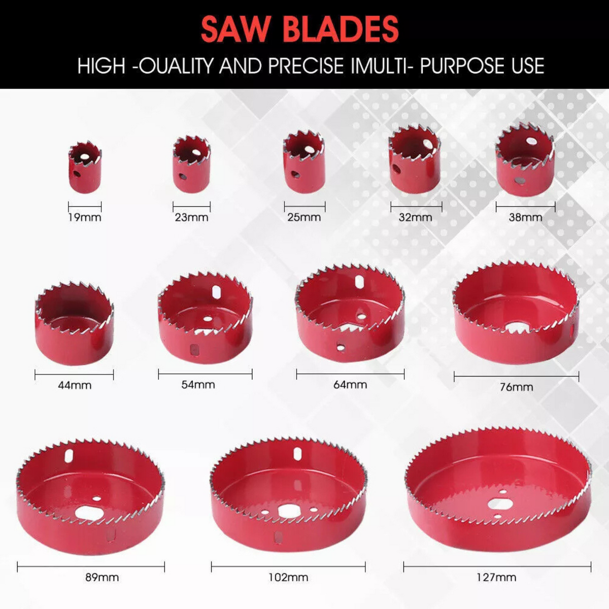 Woodworking Tool Metal Timber Wood Sheet 17x Hole Saw Drill Bit Kit Set Holesaw