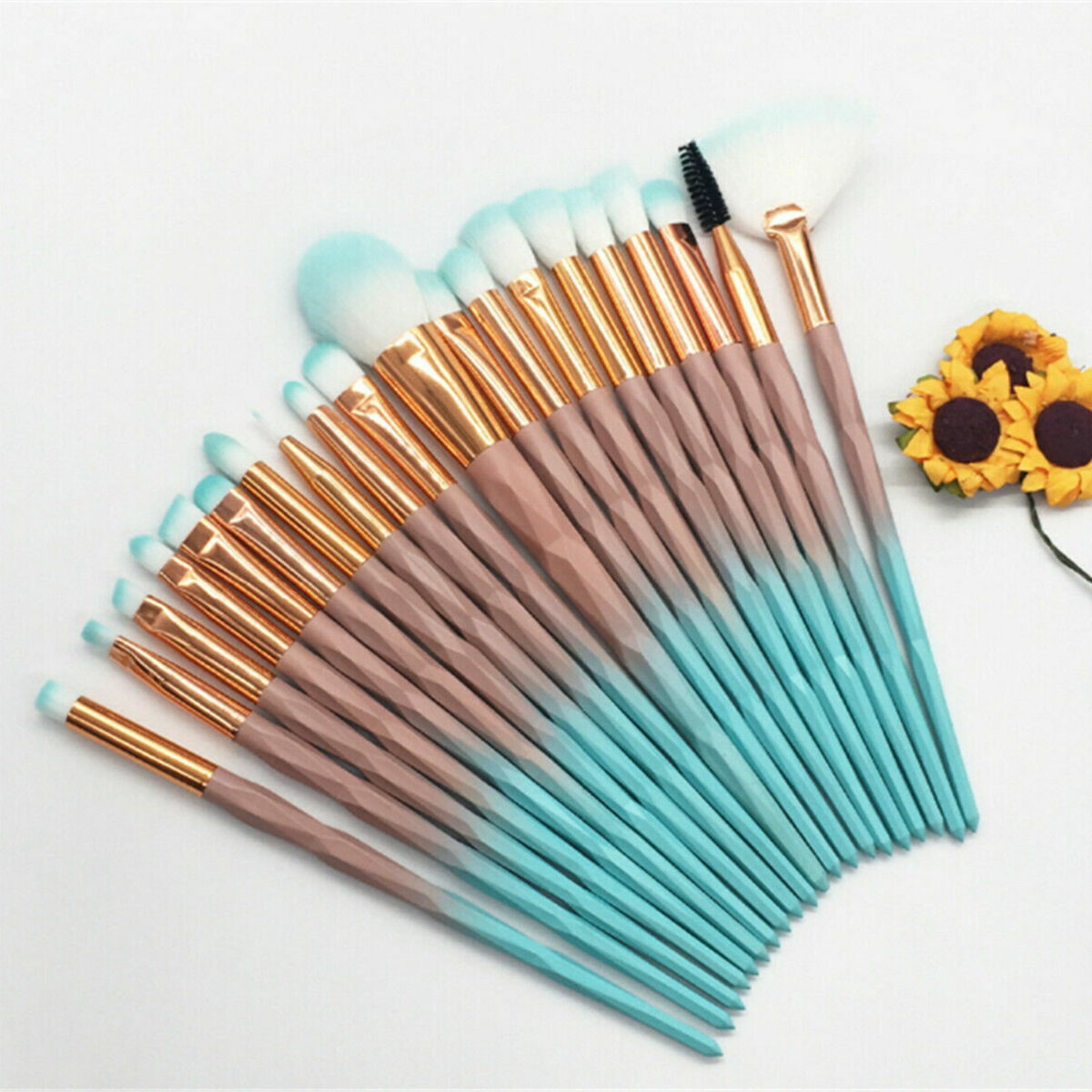 Eyeshadow Eyebrow Blending Brush Set 20PCS Eye Make-up Brushes Diamond Green