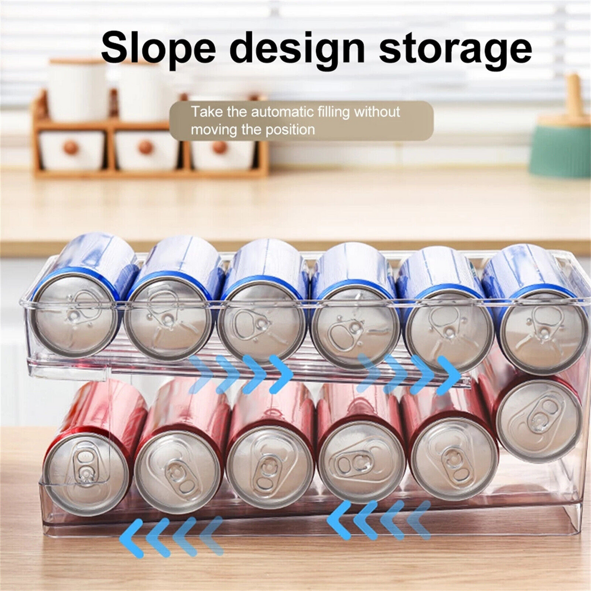 1x Can Organizer Rack 2 Tiers Stackable Beverage Holder For Refrigerator Kitchen