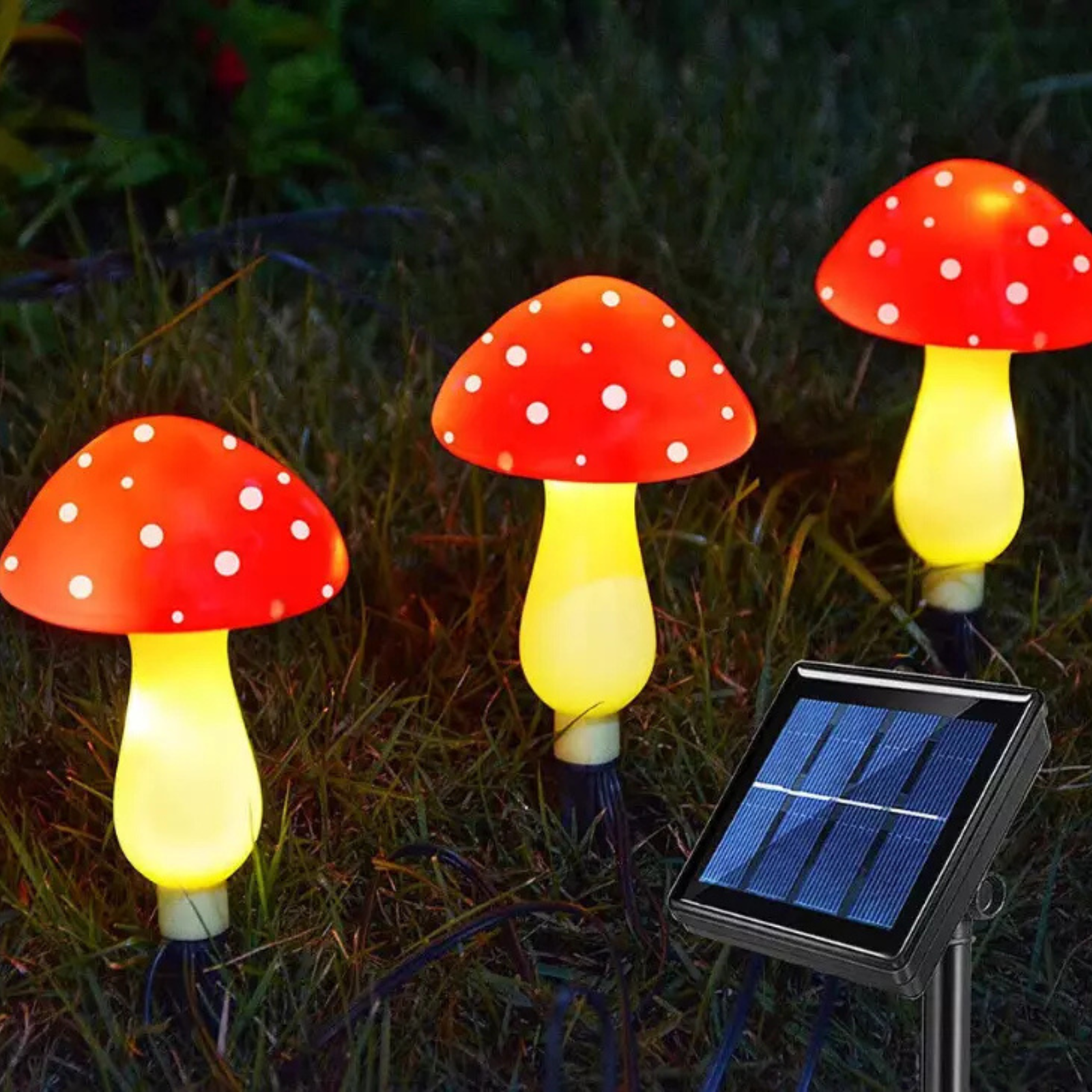 Fairy String Lights 6pcs Solar Mushroom LED Outdoor Garden Yard Ornament