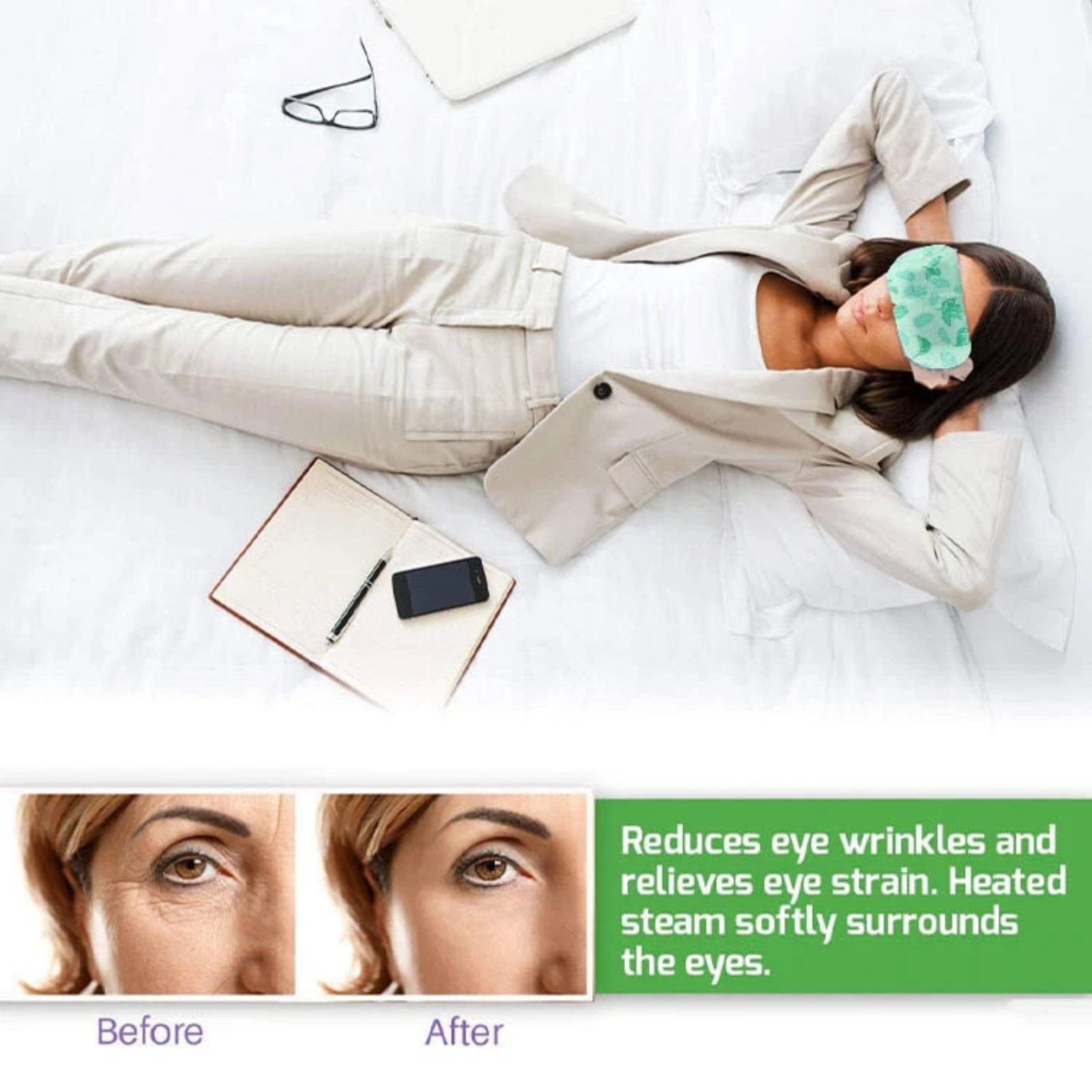 Steam Eye Warm Pad Mask Fatigue Relieve Soothing Use for Relaxation 3x Pack