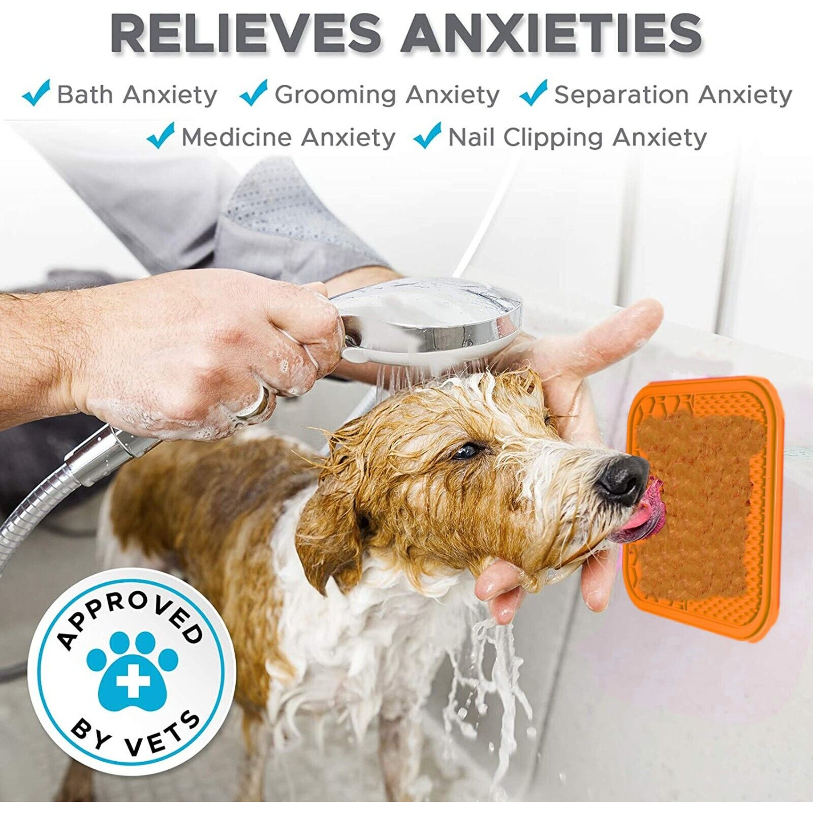 Orange Buster Slow Feeder Silicone Dog Pet Lick Mat Pad Boredom Grooming