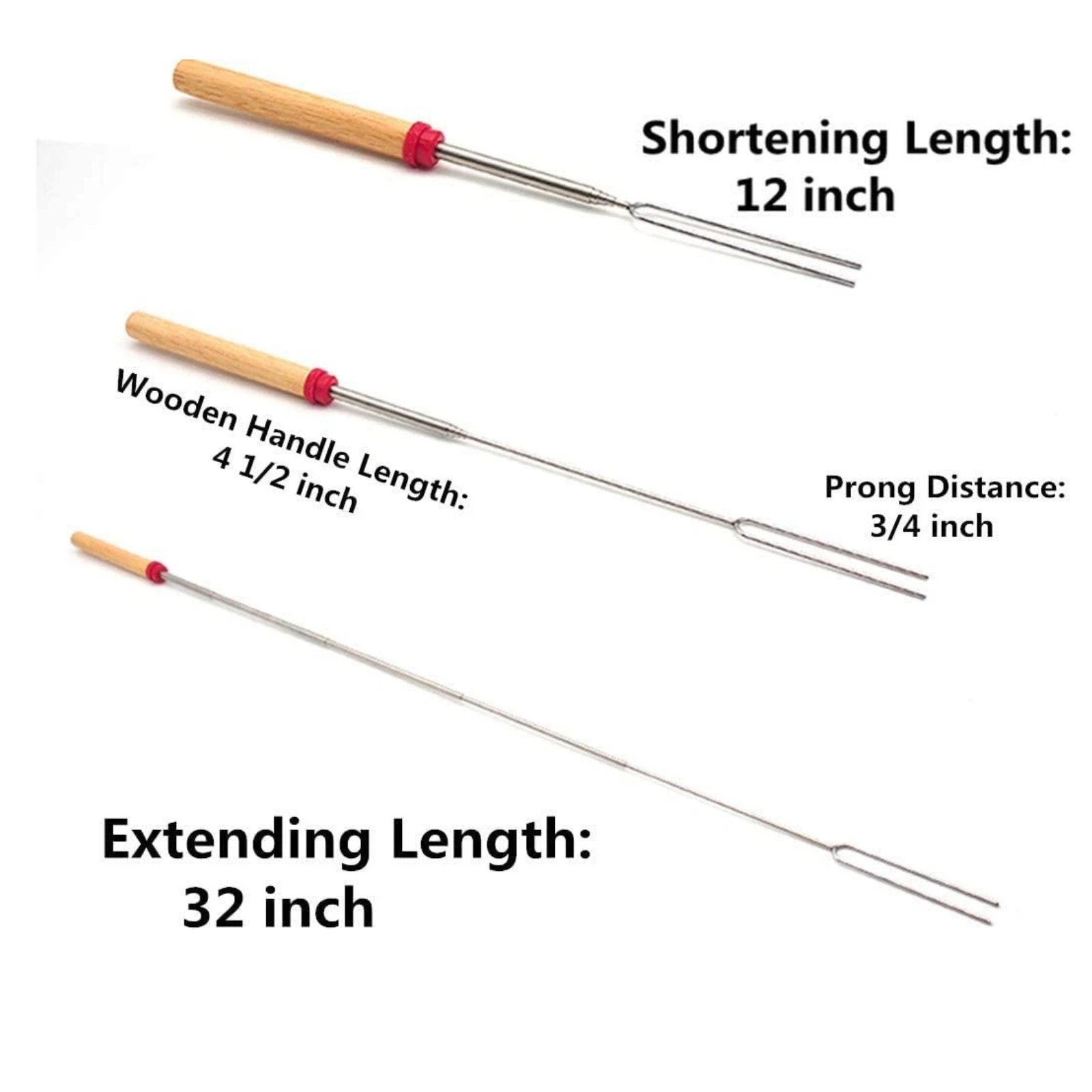 8x Marshmallow Roasting Sticks Telescopic BBQ Skewers for Fire