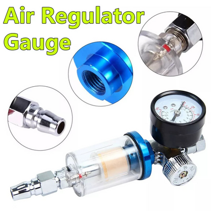 Air Pressure Regulator Paint Gun Filter New 1/4" Spray Gun Air Regulator Gauge