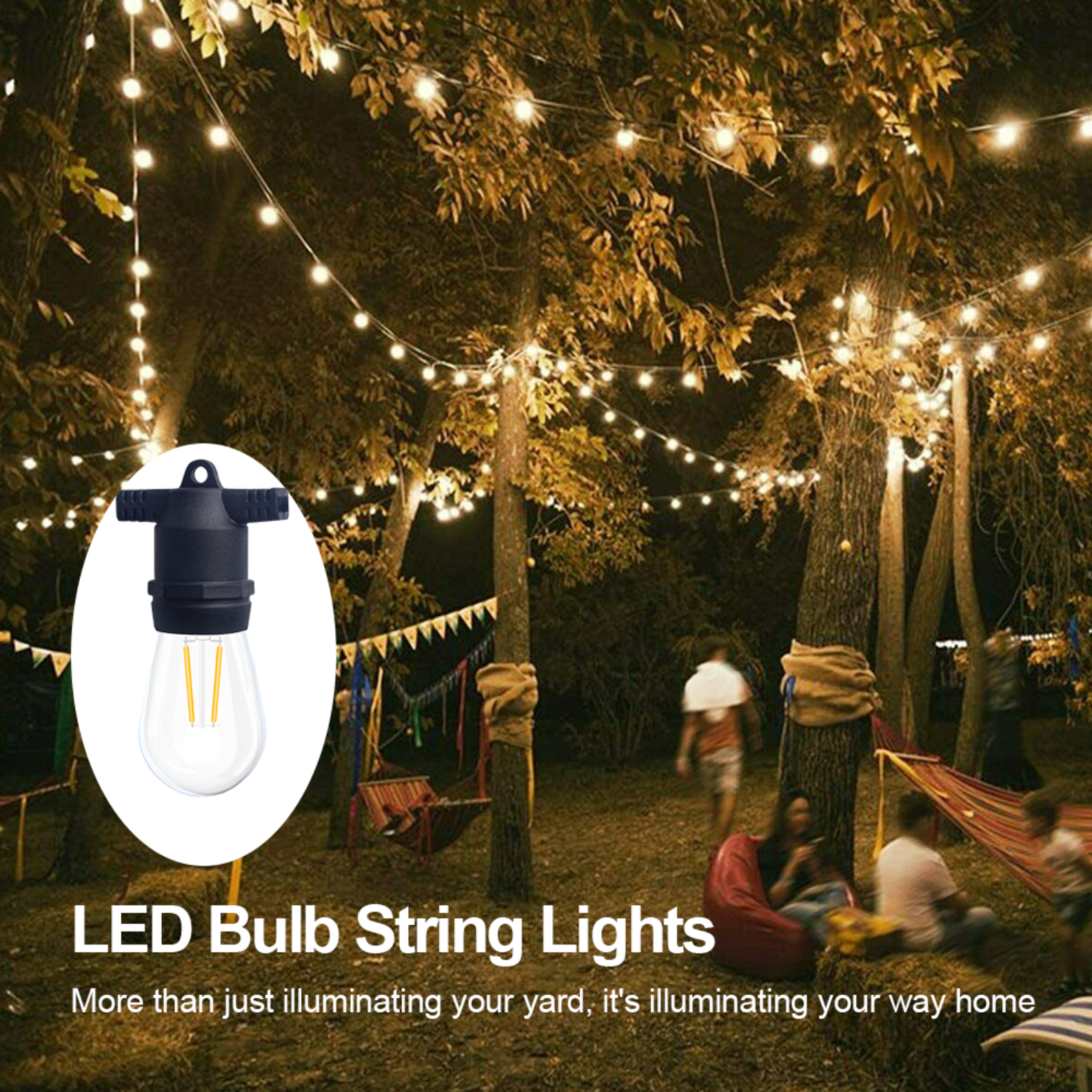 15M LED Party Patio Lamp Festoon String Lights Outdoor Connectable Wedding Cafe