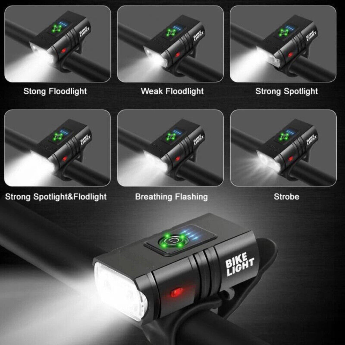 Rechargeable LED Bicycle Lights Waterproof Headlights Front and Rear Bike Light