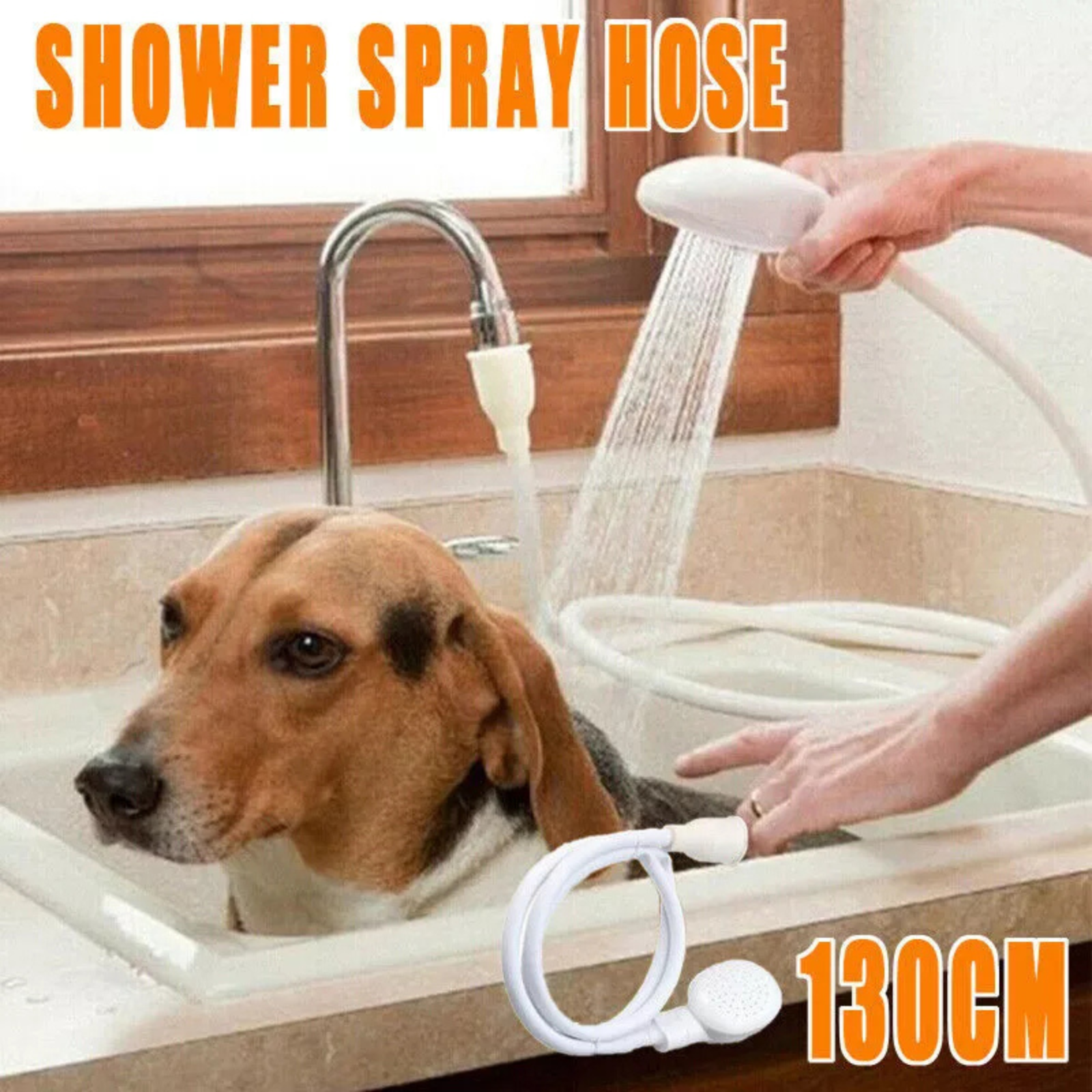 Tap Sink Bath Washing Holder Dog Head Attachment Pet Shower Spray Hose Single