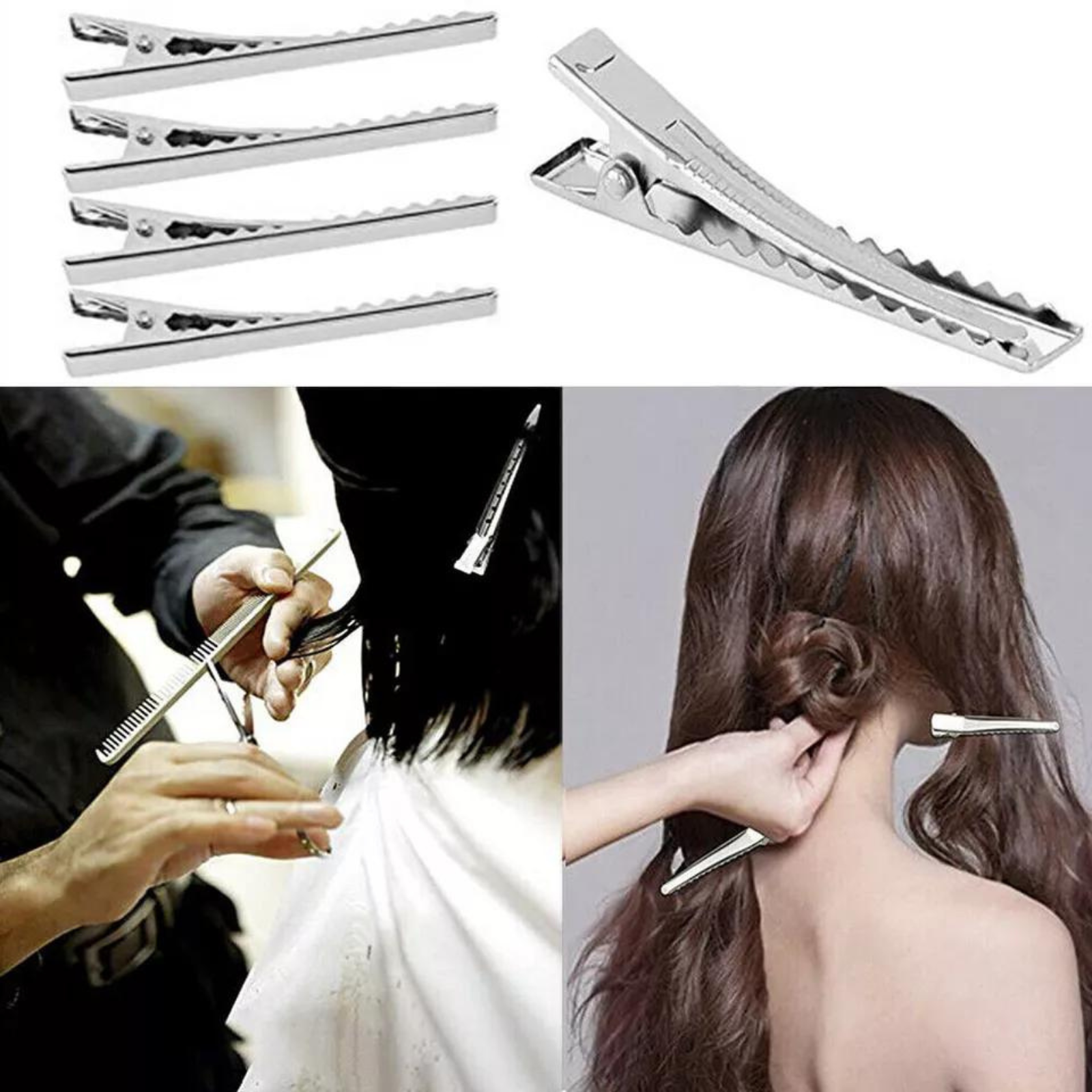 10x Silver 41mm Accessories Kids Women Hair Clips Blank Alligator Silver Metal