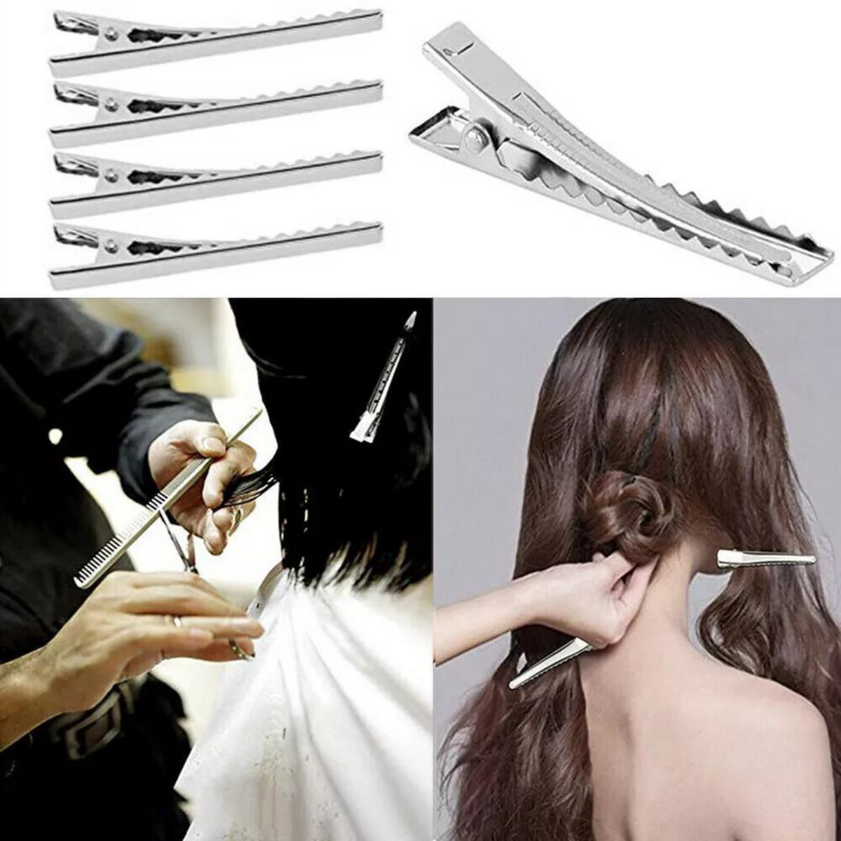 10x Silver 41mm Accessories Kids Women Hair Clips Blank Alligator Silver Metal