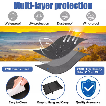 Khaki 265cm Dust Protection Rain Sun Garden Patio Parasol Outdoor Umbrella