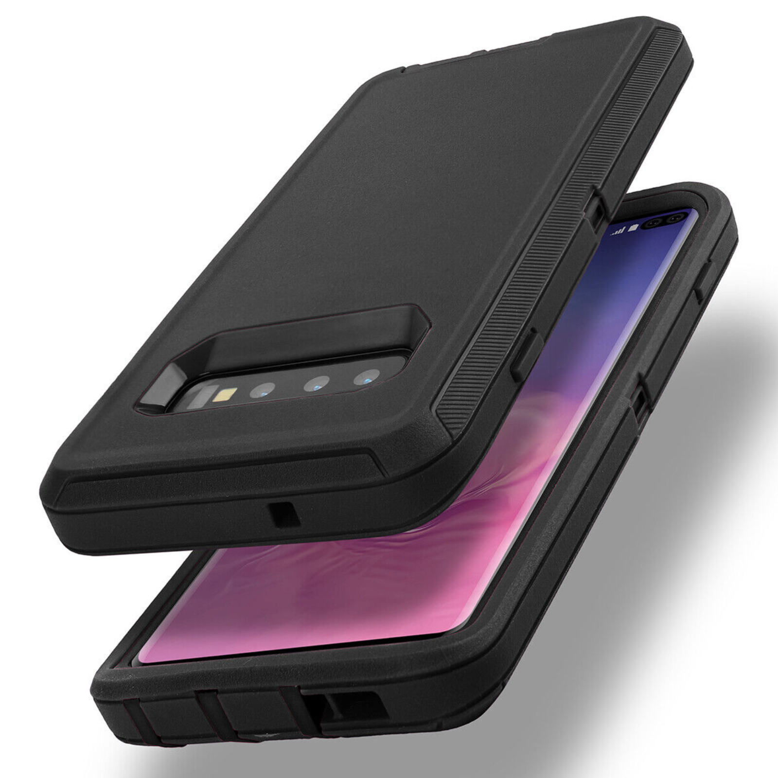 Shockproof Heavy Duty Armor Cover 3 Layers Samsung Galaxy S10 Black
