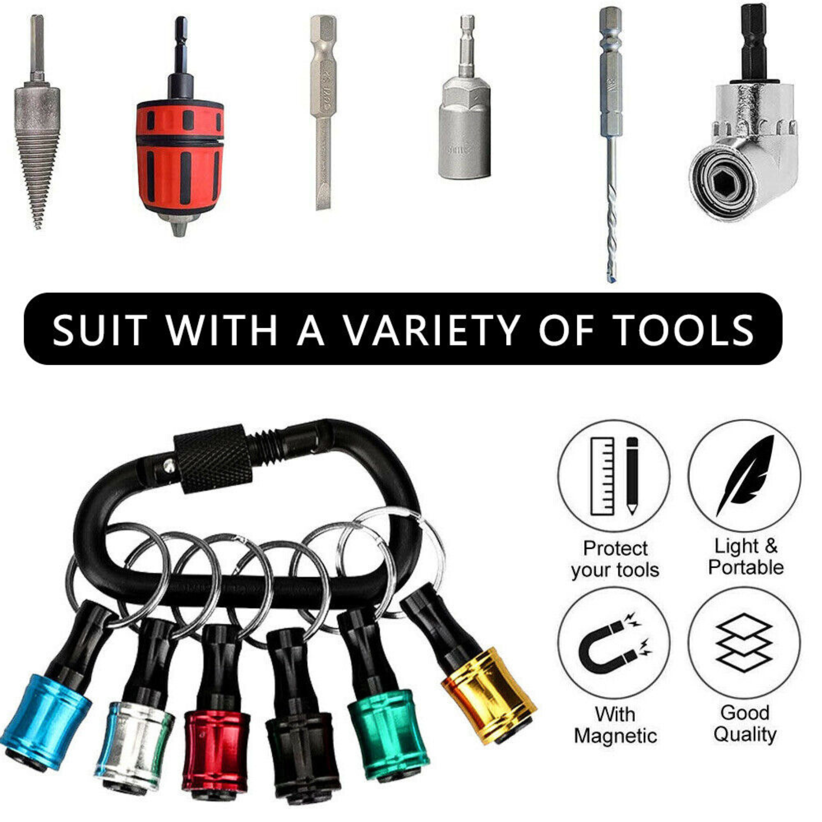 Screwdriver Bit Holder Extension 6PCS Hex Shank Bar Keychain Driver Keyring