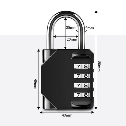 Outdoor Waterproof Padlock Gate Locker Hasp Combination Lock 4 Digit