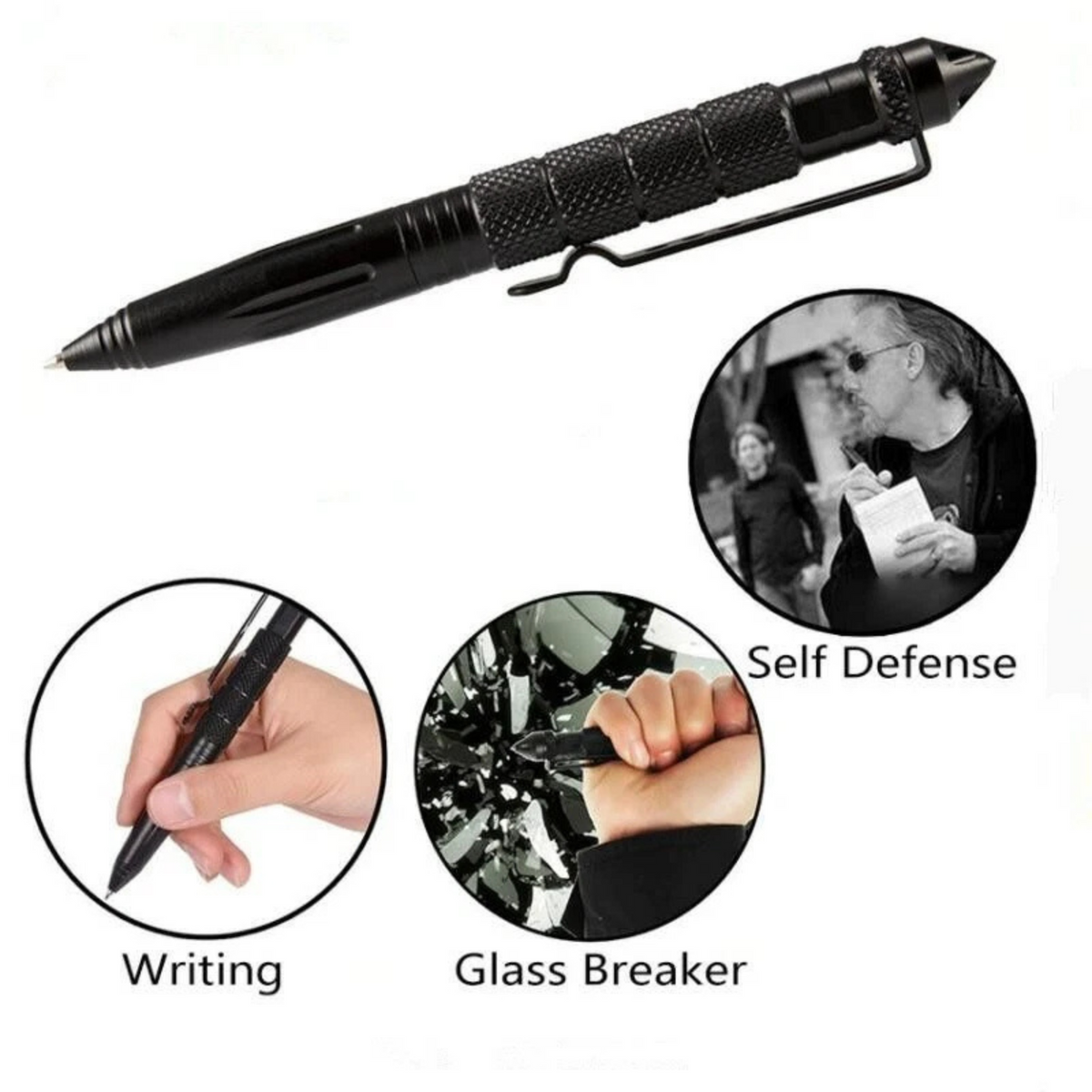 Tactical Self Defense Pen with Glass Breaker Tip in Aviation Aluminium