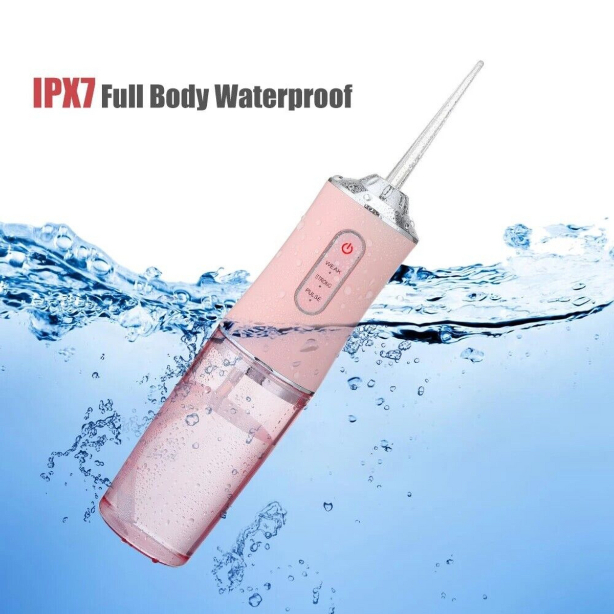 Dental Teeth Flosser Tooth Cleaner 4 Nozzles Cordless Oral Irrigator Pink