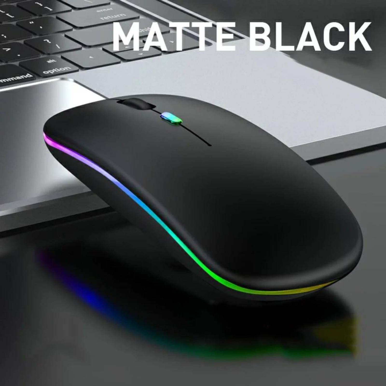 Bluetooth 5.1+ 2.4G Cordless Rechargeable Slim Wireless Mouse Laptop PC Black