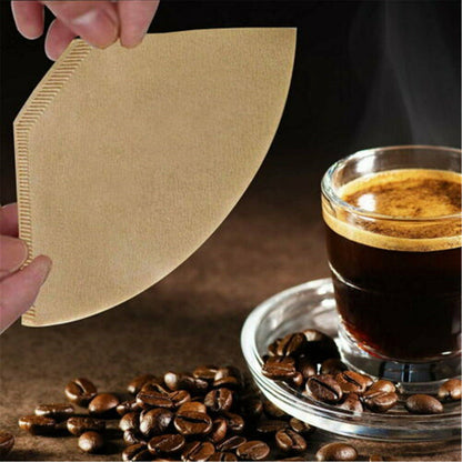 100pcs Natural Unbleached Coffee Filter Paper Wooden Drip Sheets