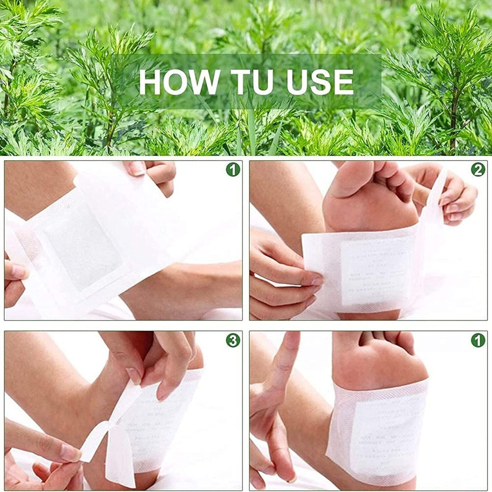 100pcs Natural plant Toxin Removal Detox Foot Patches Pads  Sticky Adhesive