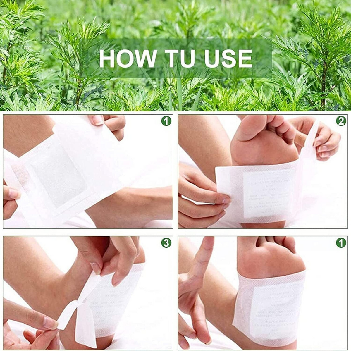 100pcs Natural plant Toxin Removal Detox Foot Patches Pads  Sticky Adhesive