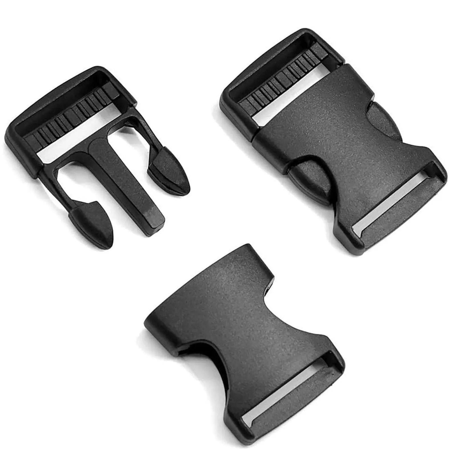 25mm Quick Release Buckle Clip 5x Black Plastic Side Cord Strap Fastener