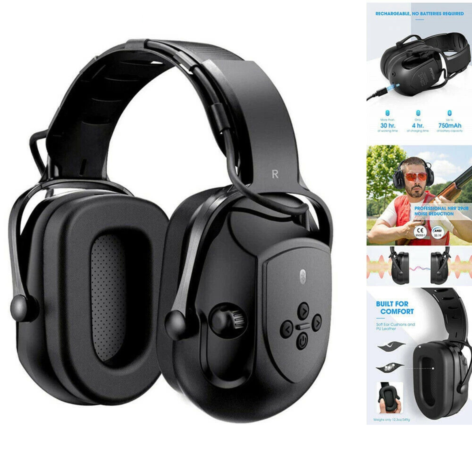 Ear Muffs Electronic Hearing Protection Bluetooth Noise Reduction MIC