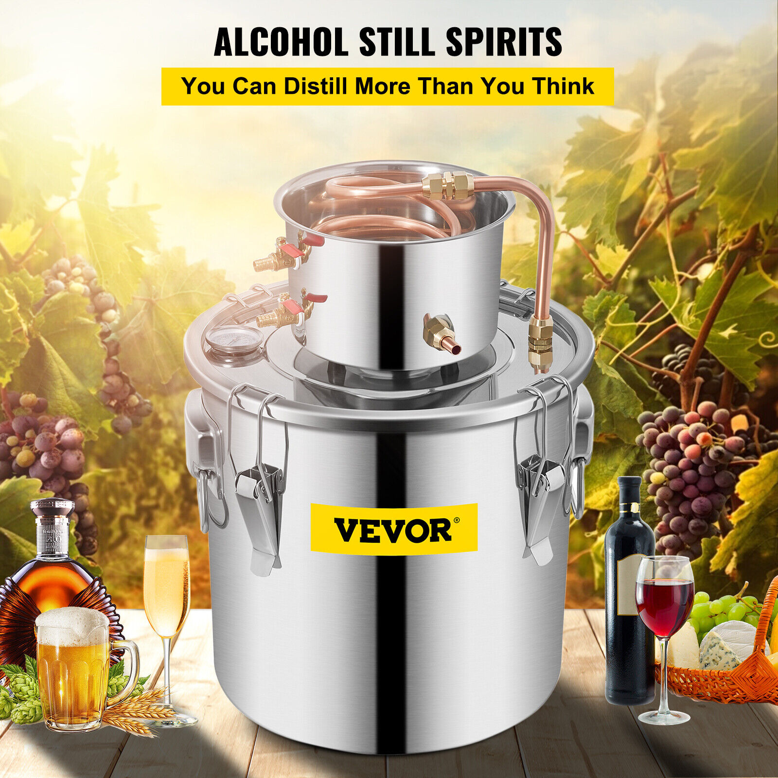 Water Wine Boiler 8Gal 30L Alcohol Distiller Moonshinestill Home Brewing Kit