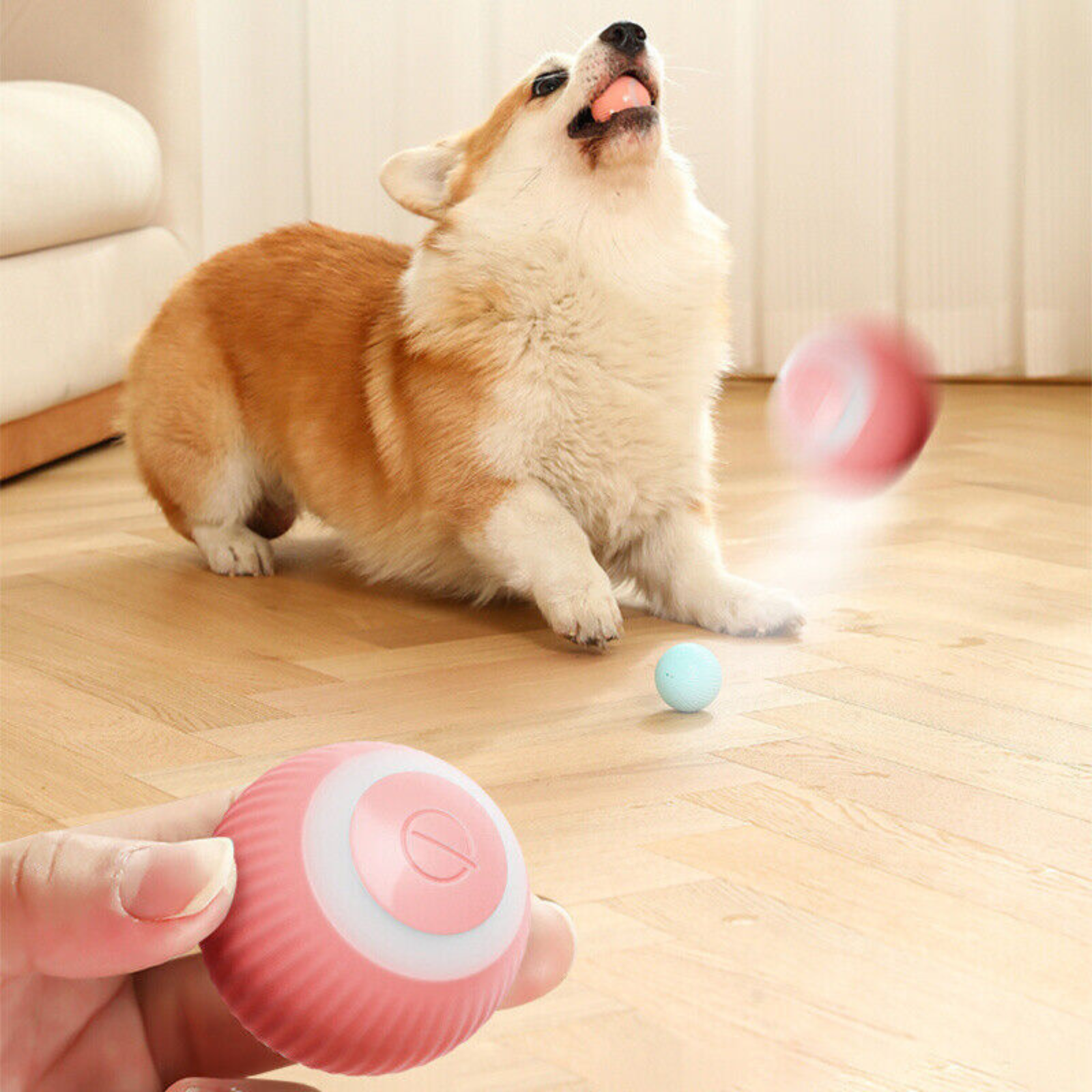 Pink Self-Moving Interactive Toy Smart Automatic Rolling Ball Pet Electric