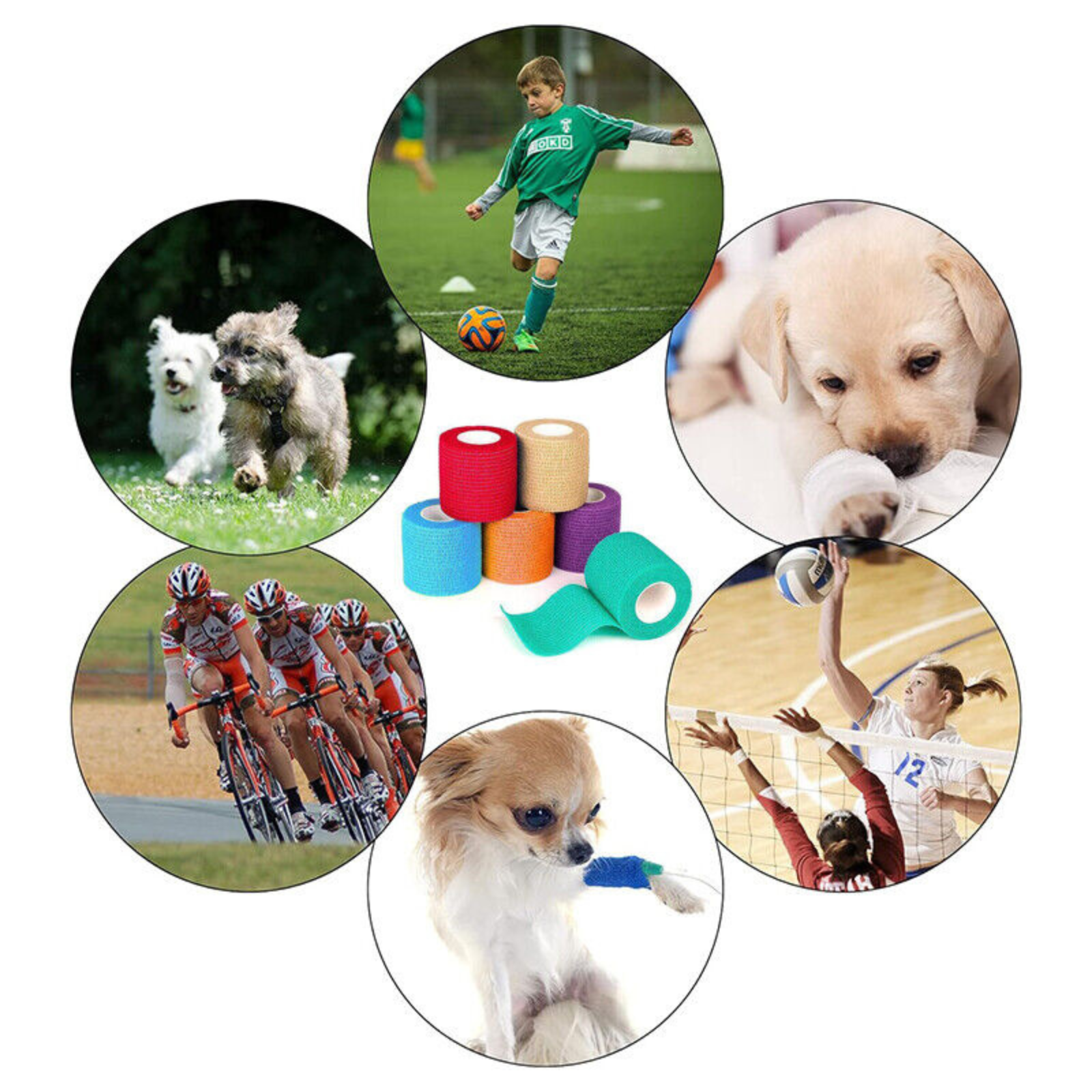 12x Pets and Vets Wrap Bandages 12-Pack Self-Adhesive Cohesive 5cmx4.5m