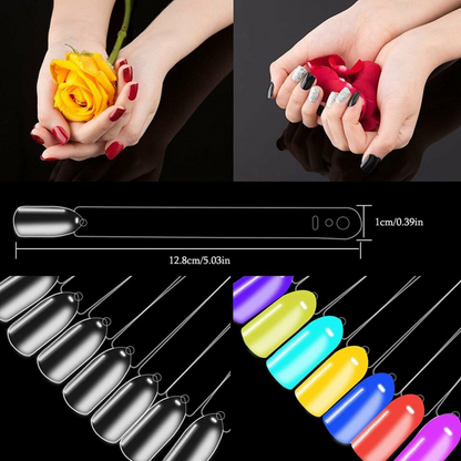 50x Clear Tips Swatch False Fake Nail Polish Wheel Chart Sticks