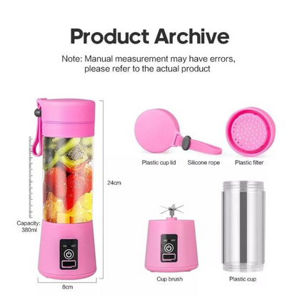 Portable USB Electric Fruit Juicer Rechargeable Smoothie Blender Travel Bottle