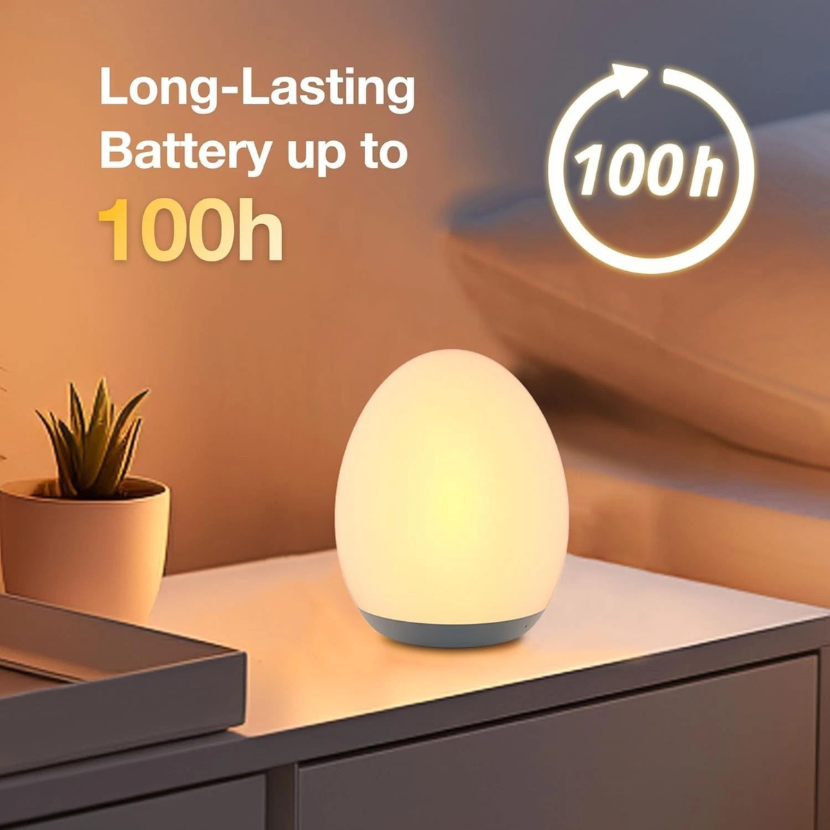Touch Control Night Light with 8 Colour Dimming Ambient Table Lamp