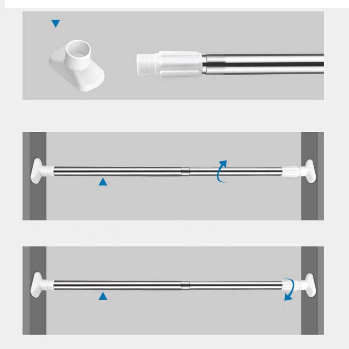 Extendable Rack Shower Adjustable Tension Rod Wind Curtain Closet Pole 100-184cm