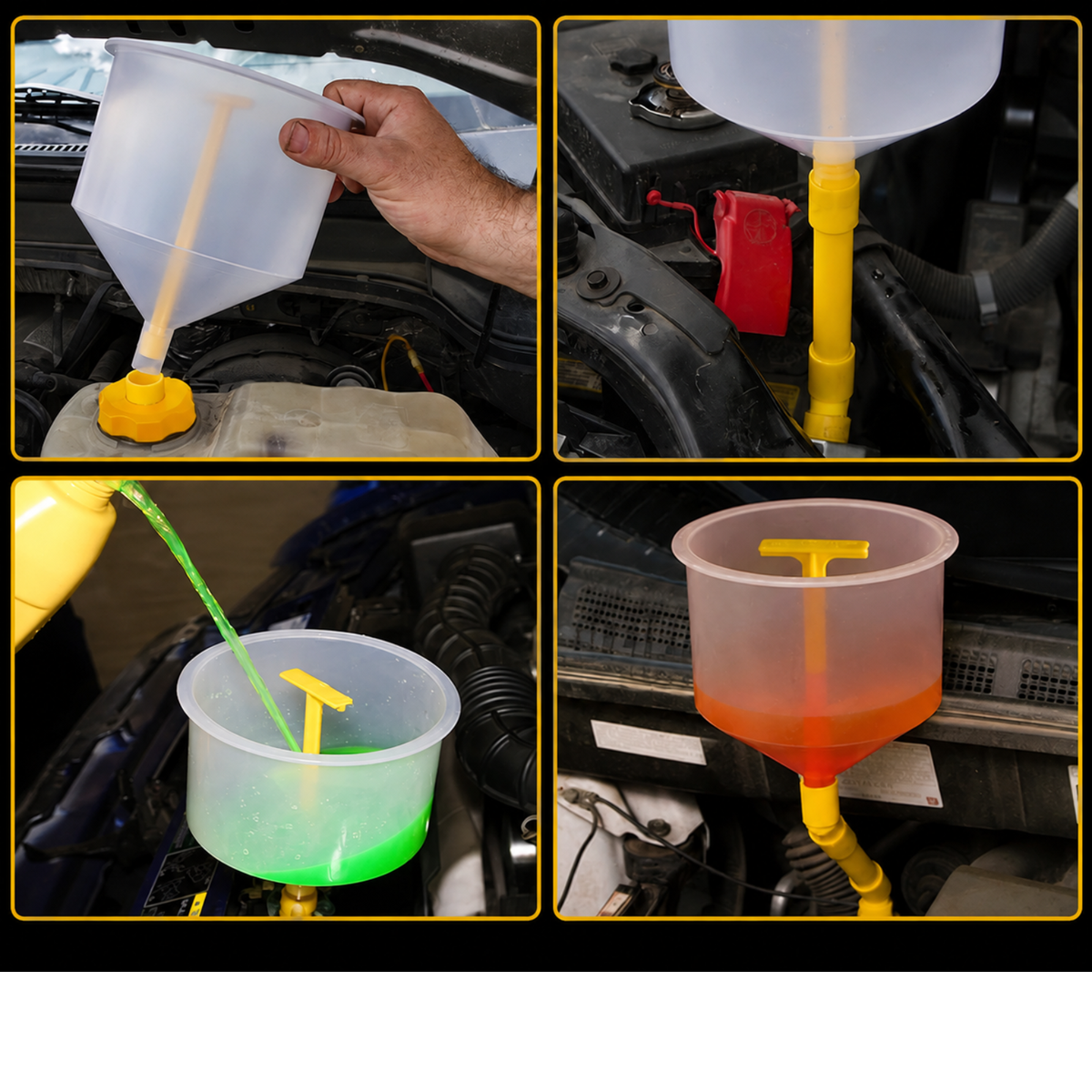 Auto Car Automotive Radiator Filler Refill 15PC Coolant Funnel Fill Kit