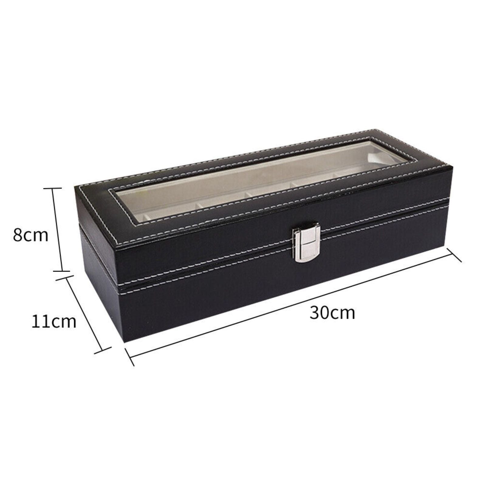 Watch Box Organizer 6 Grid Leather Case Display Jewelry Showcase Storage