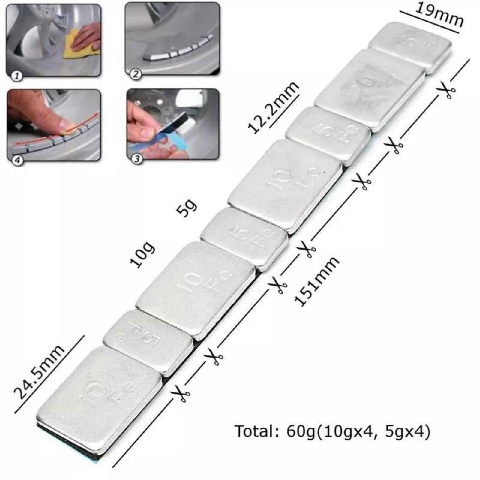 Car Motorbike Boat 8 Strip Wheel Balance 5/10g Balance Weights Stick On Stronger