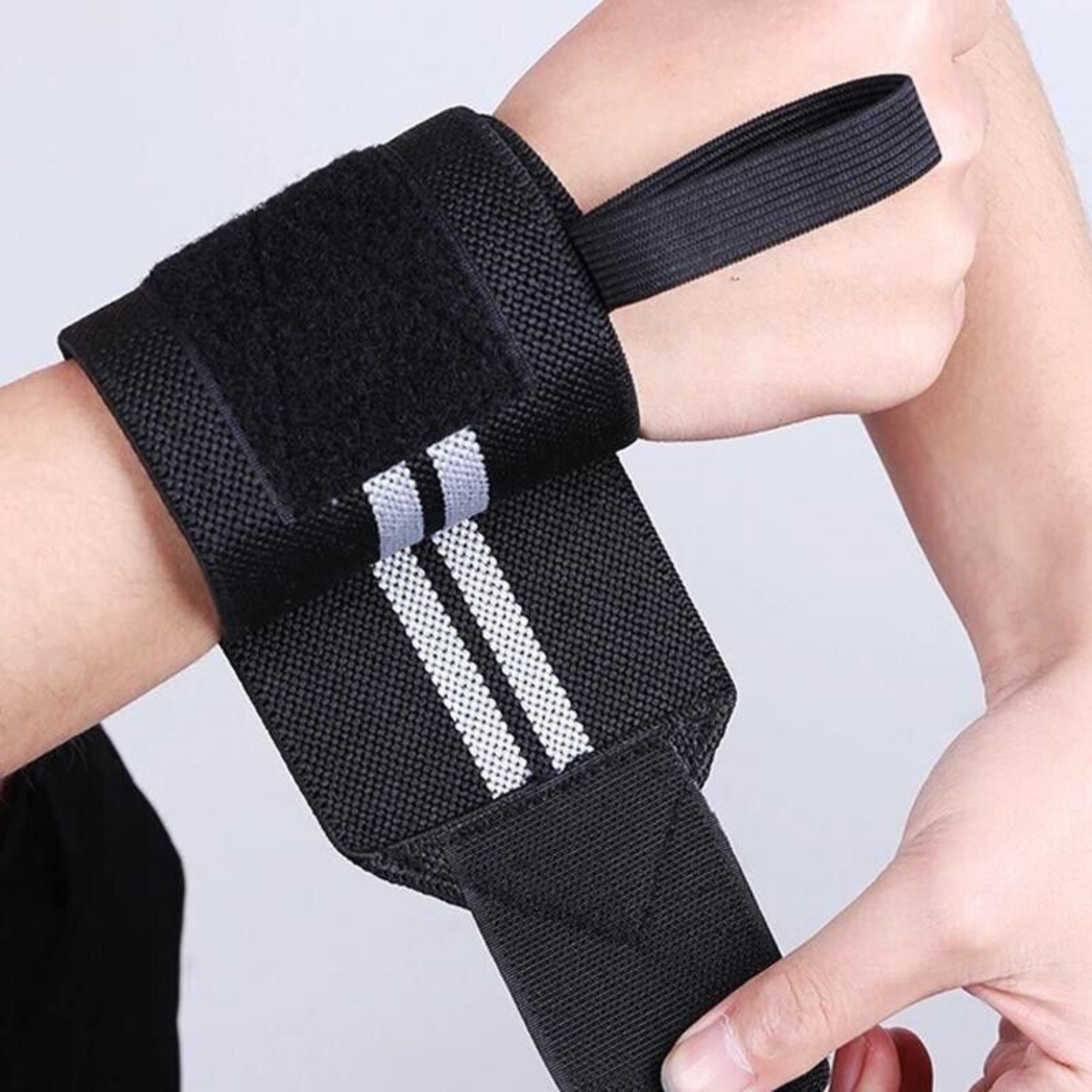 Grey Wrist Support Straps Wraps Muscle Bodybuilding Weight Lifting Gym Training