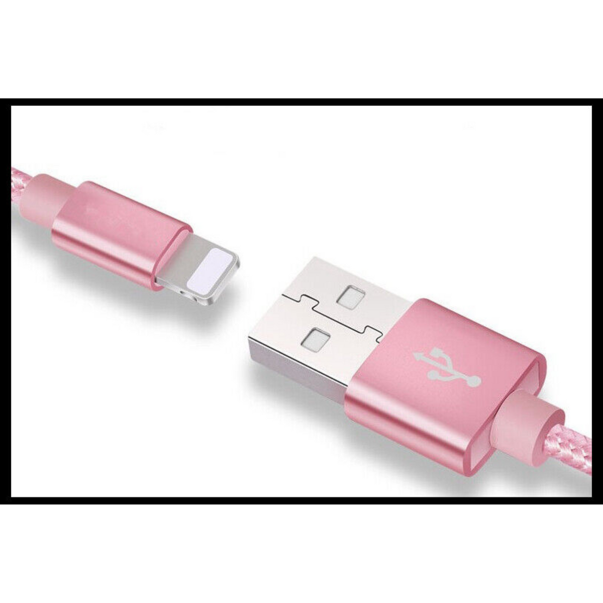 iPhone 6 7 8 11 12 13 14 Pro Max Braided Fast USB Cable Cord Charger iPad Pink