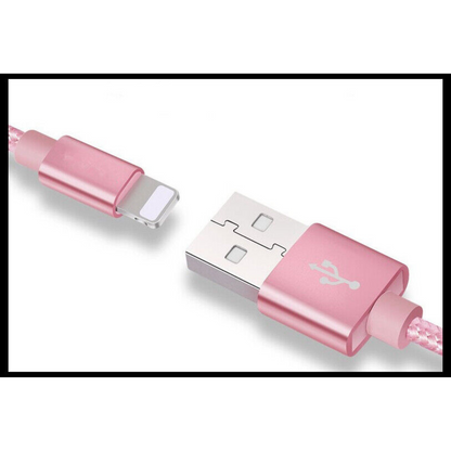 iPhone 6 7 8 11 12 13 14 Pro Max Braided Fast USB Cable Cord Charger iPad Pink
