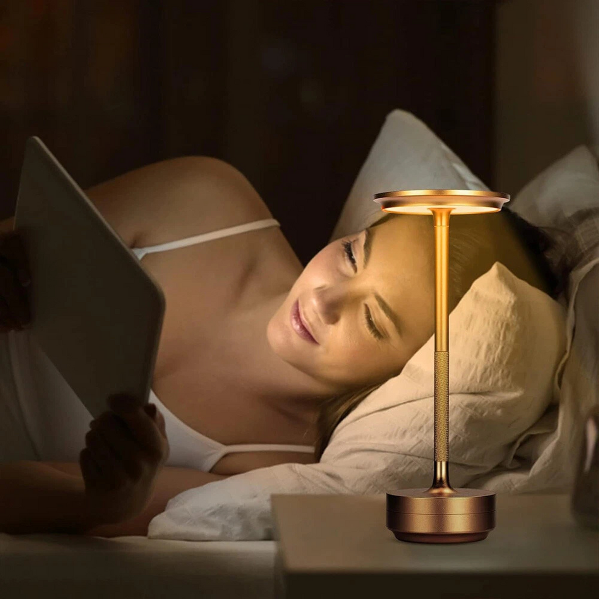 Touch Lamp Desk LED Dimmable Adjustable Gold USB and Charging Light