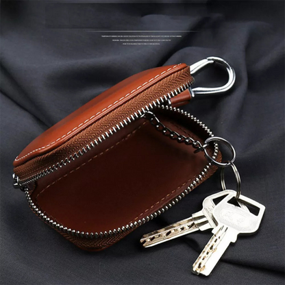 Pouch Remote Zipper Bag Car Key Fob Case Leather Holder Auto Key Cover Brown