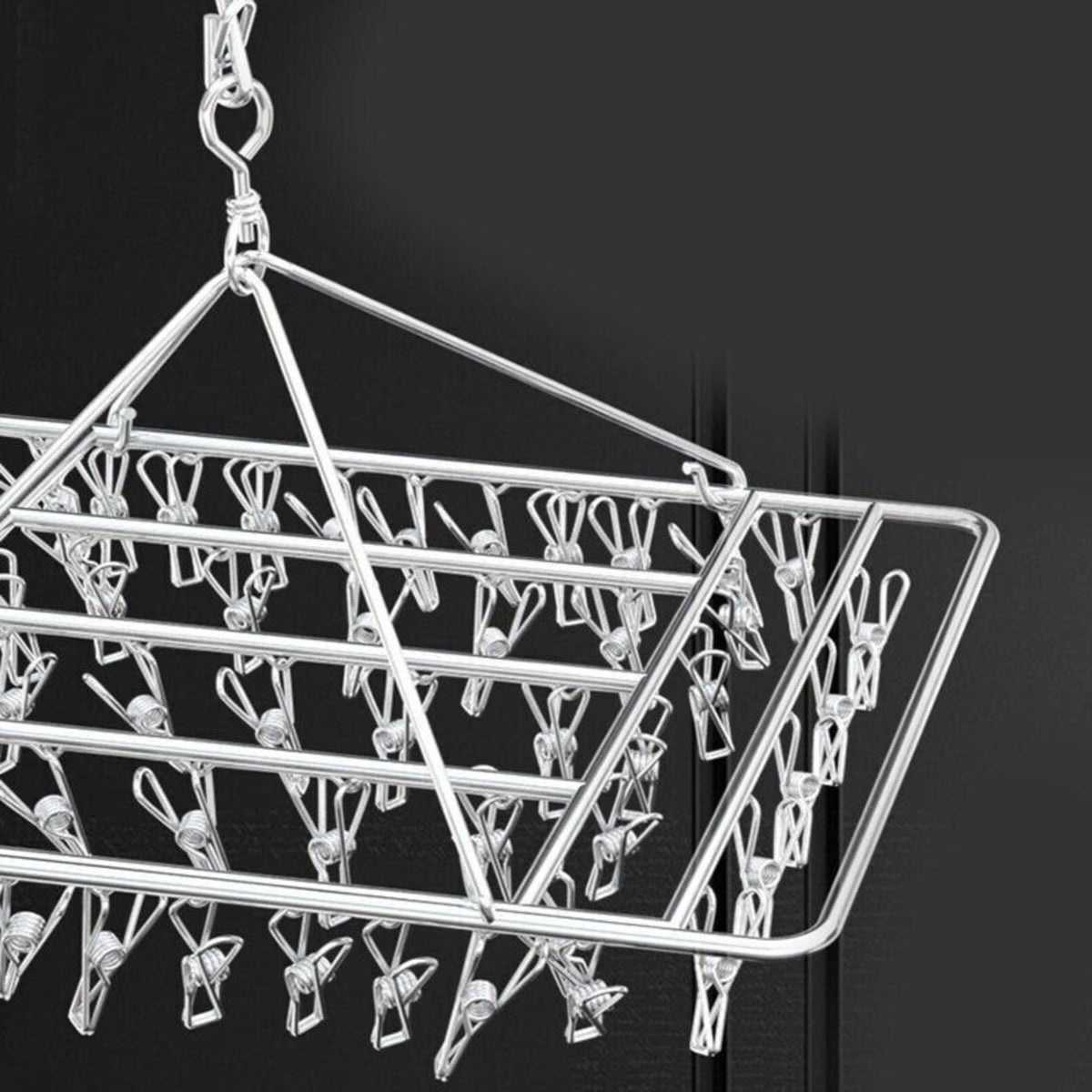 55 Pegs Laundry Clothes Sock Underwear Hanger Stainless Steel Rack