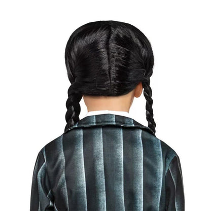 Wednesday Addams School Girl Wig Costume Accessory Black Plaits