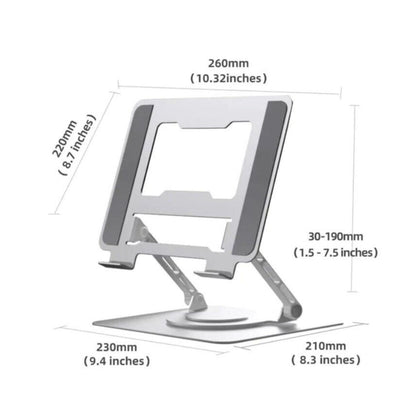 Foldable Laptop Riser 360 Rotating Ergonomic Laptop Stand for Desk Grey