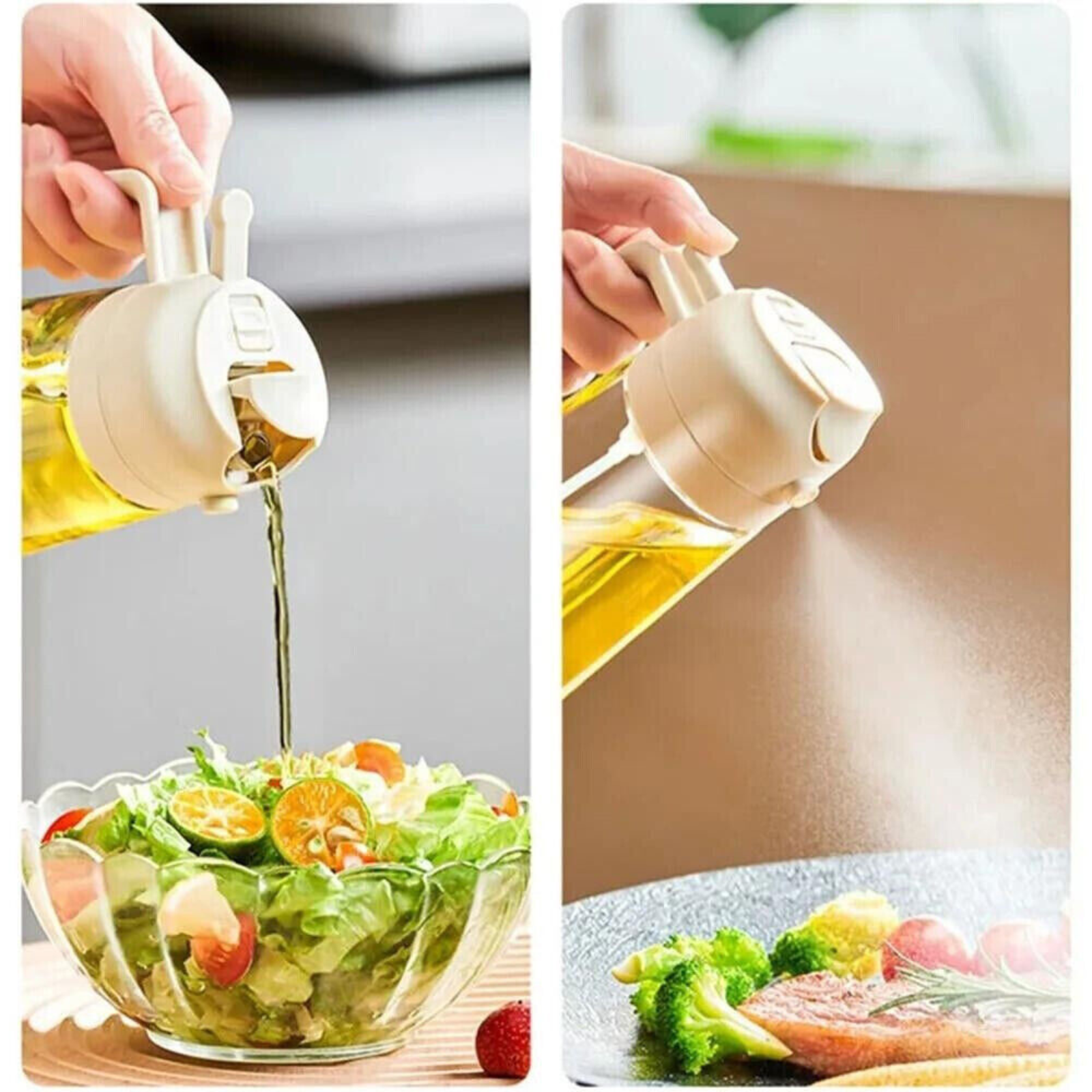 Cooking Baking BBQ Spray Bottle Kitchen Tool 2IN1 Oil Sprayer Dispenser White